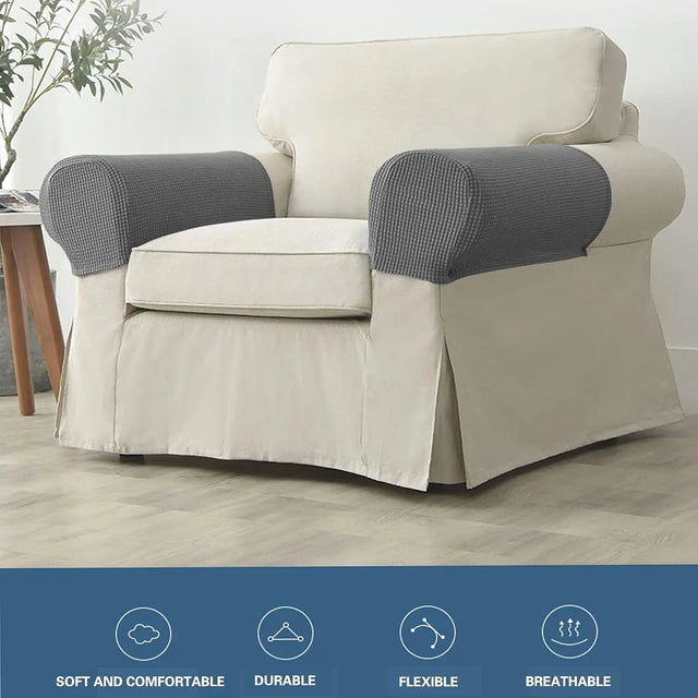 2-Piece Stretch Armrest Covers – Waterproof Quilted Sofa Arm Protectors