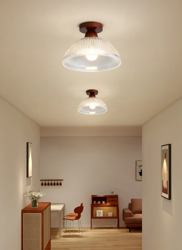 Solid Wood and Glass Modern Ceiling Lamp