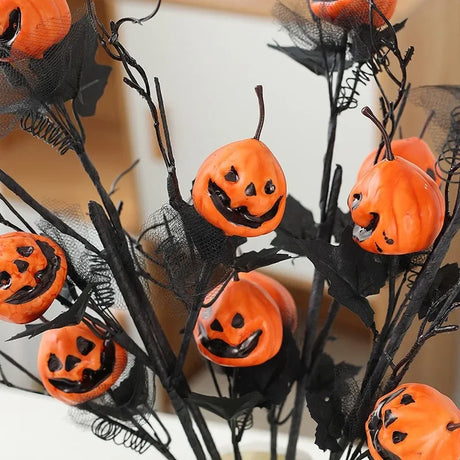 Three-Pronged Pumpkin Flower Decoration with Smiley Face – Halloween Decoration for Indoor and Outdoor Use 0
