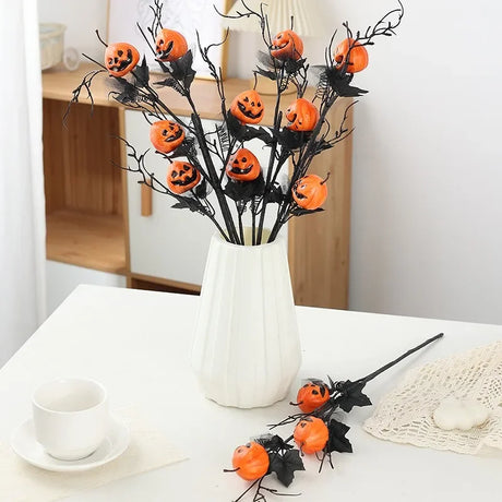 Three-Pronged Pumpkin Flower Decoration with Smiley Face – Halloween Decoration for Indoor and Outdoor Use 1