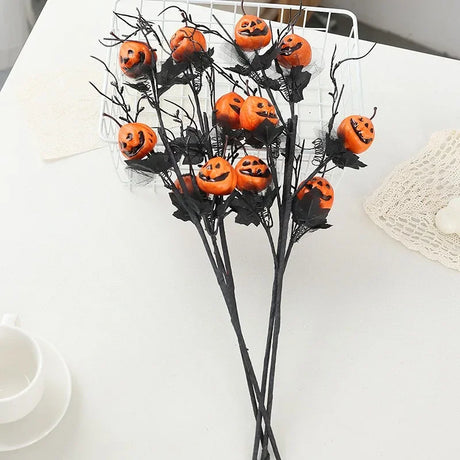 Three-Pronged Pumpkin Flower Decoration with Smiley Face – Halloween Decoration for Indoor and Outdoor Use 2