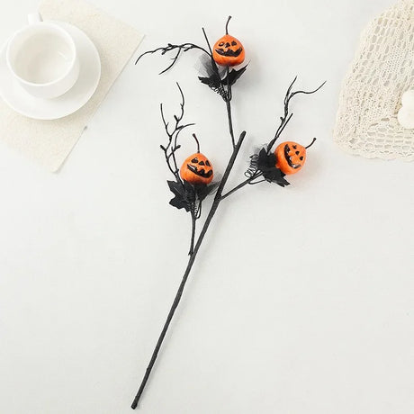 Three-Pronged Pumpkin Flower Decoration with Smiley Face – Halloween Decoration for Indoor and Outdoor Use 3