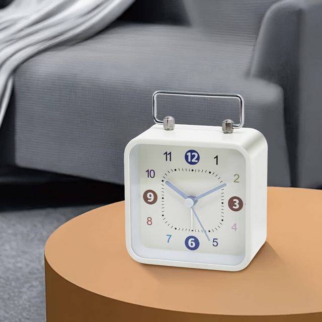 Square Metal Alarm Clock with Night Light and Snooze Feature
