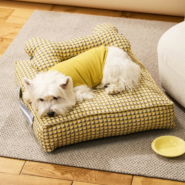 Waffle Plush Dog Bed Soft Stylish Ultra Cozy Fabric