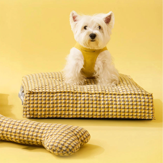 Waffle Plush Dog Bed Soft Stylish Ultra Cozy Fabric