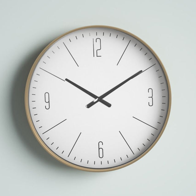 Minimalist Wall Clock with Timeless Elegance and Wood Accents