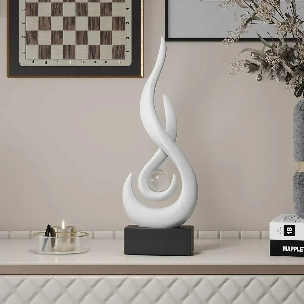 Abstract Flame Sculpture Ornament - Creative Ceramic Decor