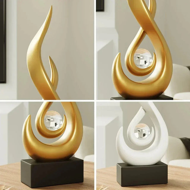 Abstract Flame Sculpture Ornament - Creative Ceramic Decor