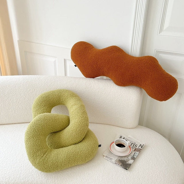 Abstract Shaped Sofa Cushion in Plush Wavy Design