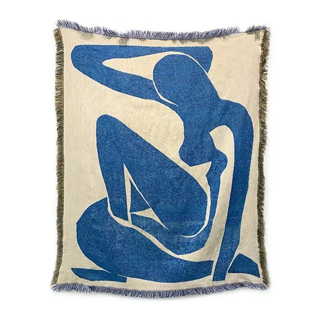 Abstract Tapestry Throw Blanket with Vintage Knitted Design