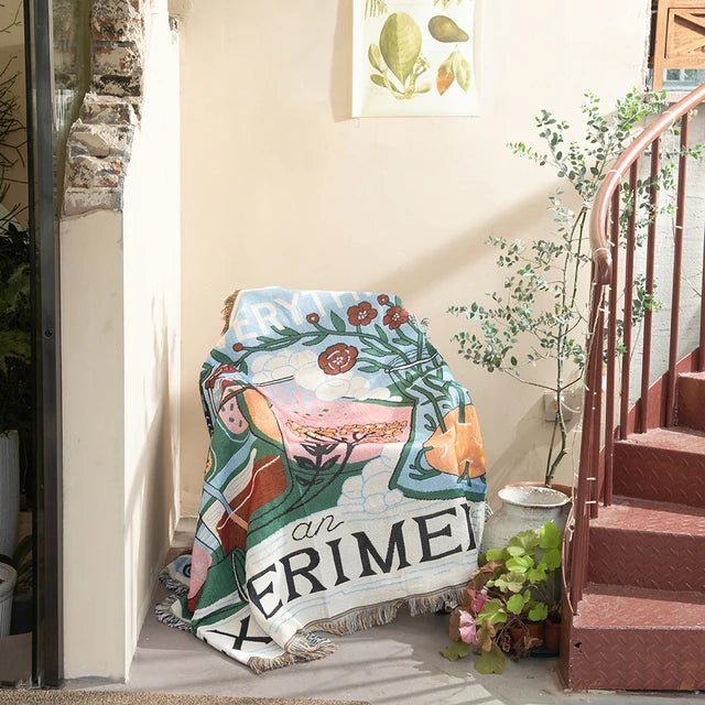 Colorful Abstract Woven Tapestry Throw Blanket 160x130cm