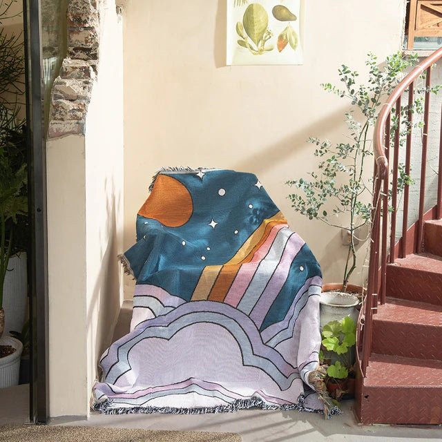 Abstract Woven Tapestry Throw Blanket for Home Decor