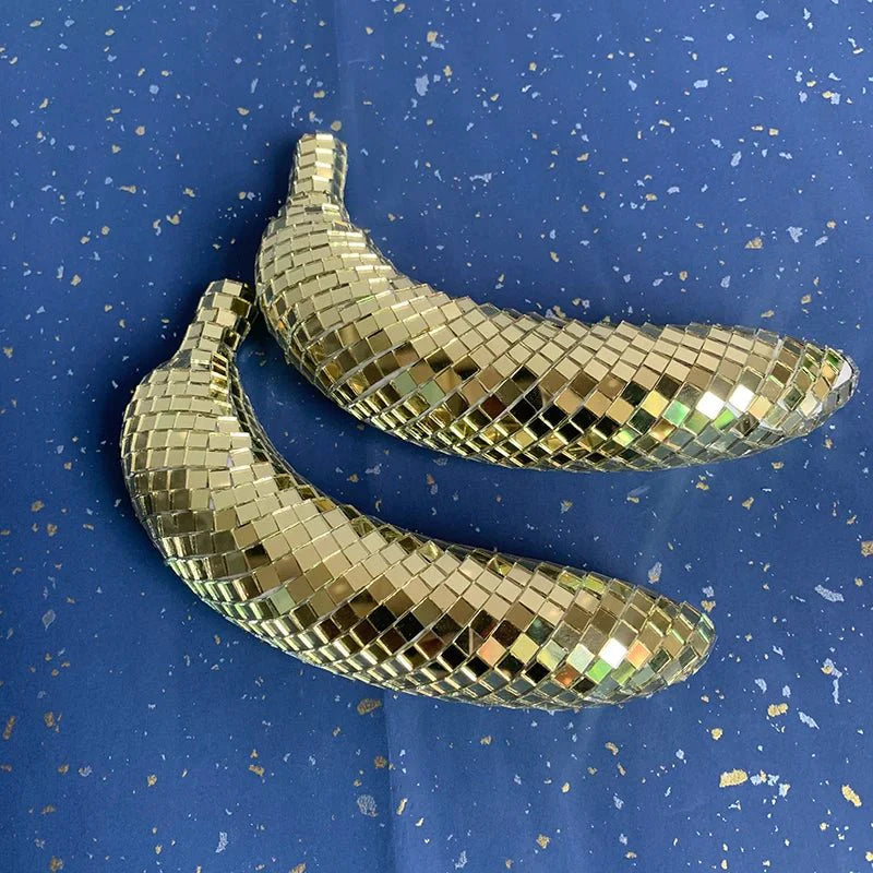 Apple & Banana Disco Ball Fruit Decoration - Glass Art