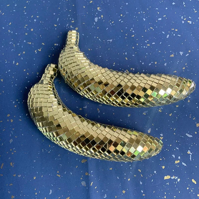 Apple & Banana Disco Ball Fruit Decoration - Glass Art