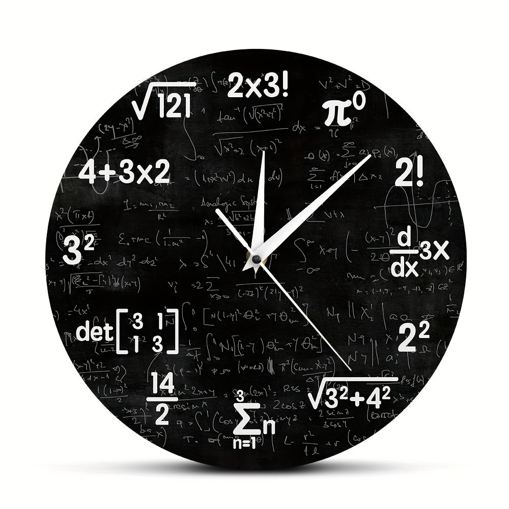 Elegant Acrylic Wall Clock with Mathematical Formulas