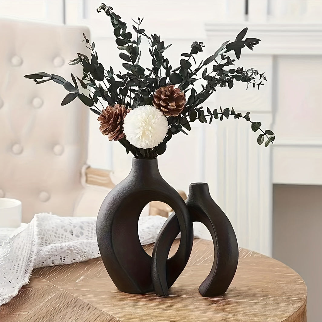 Hollow Nordic Modern Ceramic Vase Set for Stylish Decor