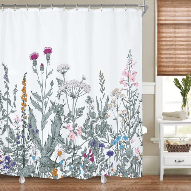 Pastoral Style Plants Waterproof Shower Curtain-6
