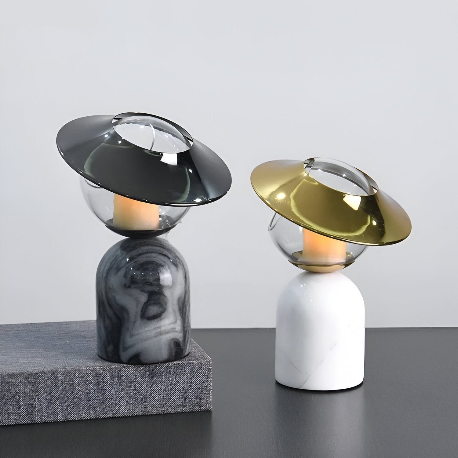 Black Marble Effect Candle Holder with Wax Melt Burner