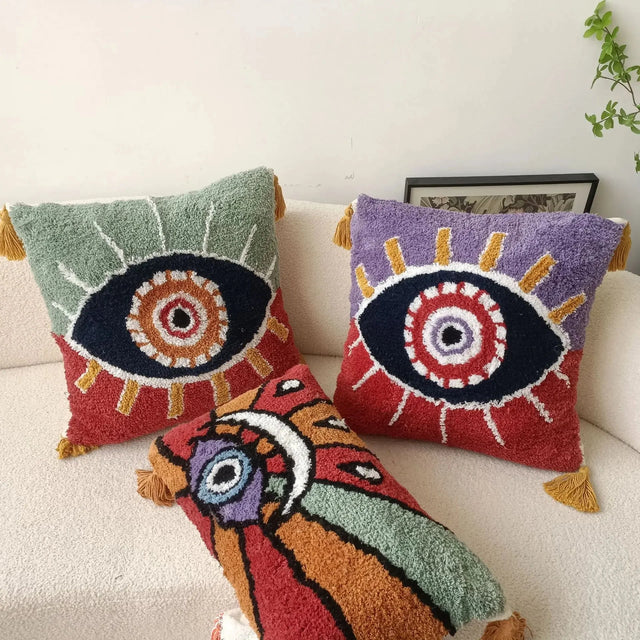 Bohemian Style Devil's Eye Tufted Cushion Cover 45cm