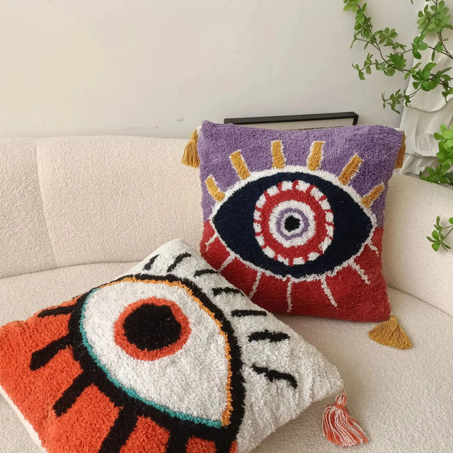 Bohemian Style Devil's Eye Tufted Cushion Cover 45cm