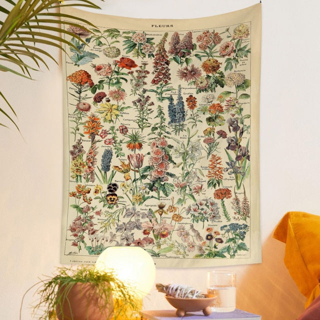 Botanical and Floral Tapestry Print Wall Hanging 100% Polyester