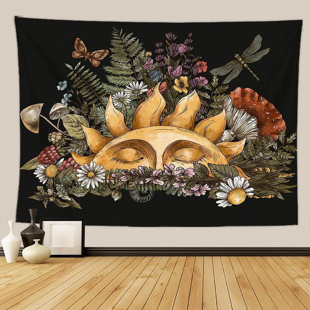 Botanical and Floral Tapestry Print Wall Hanging 100% Polyester