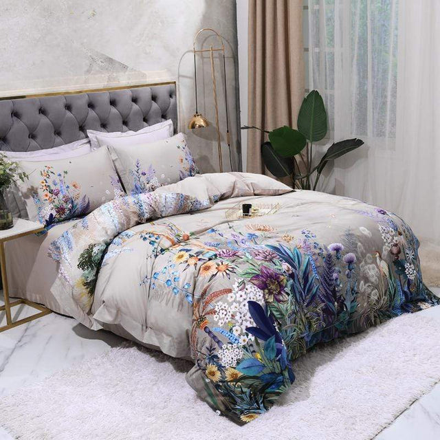 FloraLuxe Duvet Cover Set (Egyptian Cotton, 500 TC)