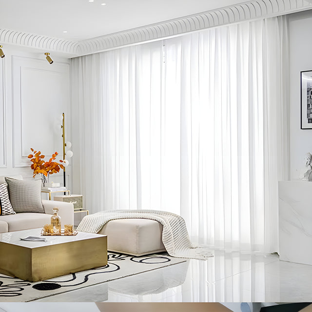 Solid White Luxurious Sheer Chiffon Curtains for Home Decor