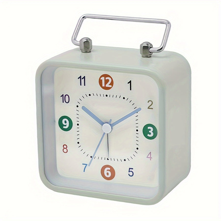 Square Metal Alarm Clock with Night Light and Snooze Feature