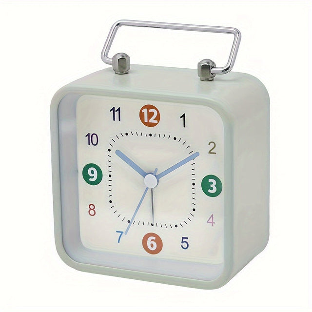 Square Metal Alarm Clock with Night Light and Snooze Feature