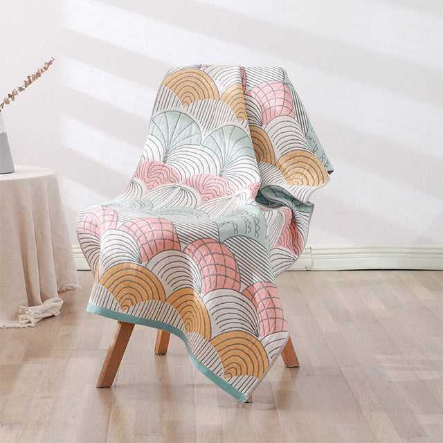 Ownkoti Shell Print Jacquard Cotton Bath Towel-6