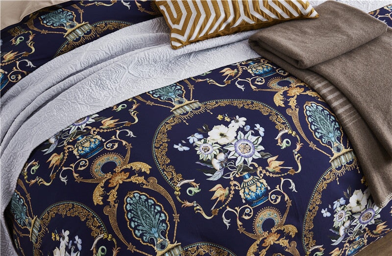 Canterbury Duvet Cover Set – 500 TC Egyptian Cotton Sateen with Elegant Floral Design