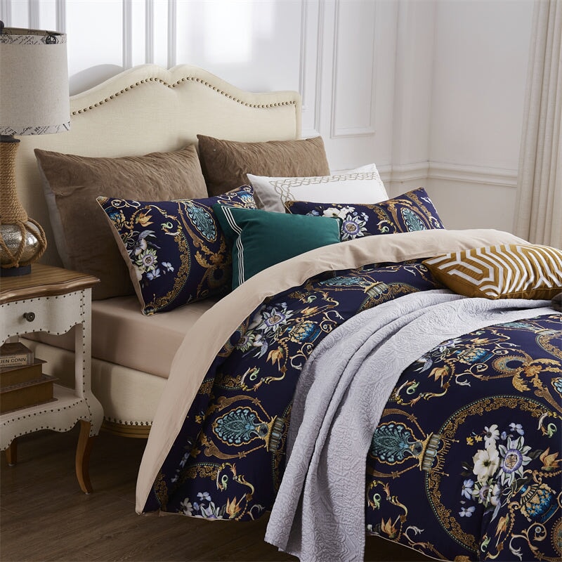 Canterbury Duvet Cover Set – 500 TC Egyptian Cotton Sateen with Elegant Floral Design