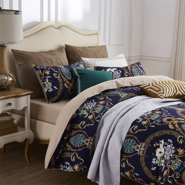 Canterbury Duvet Cover Set – 500 TC Egyptian Cotton Sateen with Elegant Floral Design