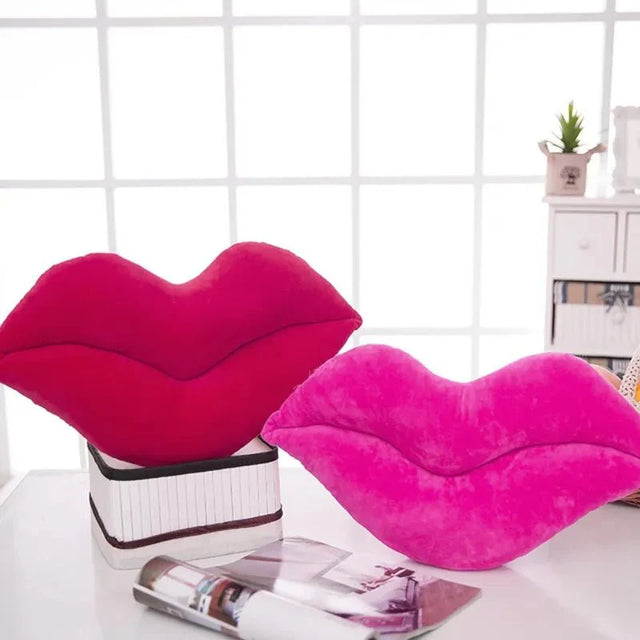 Cartoon Big Red Lips Plush Cushion - Soft Cotton Modern Style