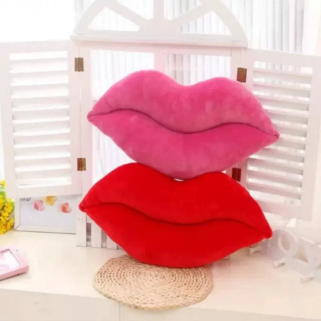 Cartoon Big Red Lips Plush Cushion - Soft Cotton Modern Style