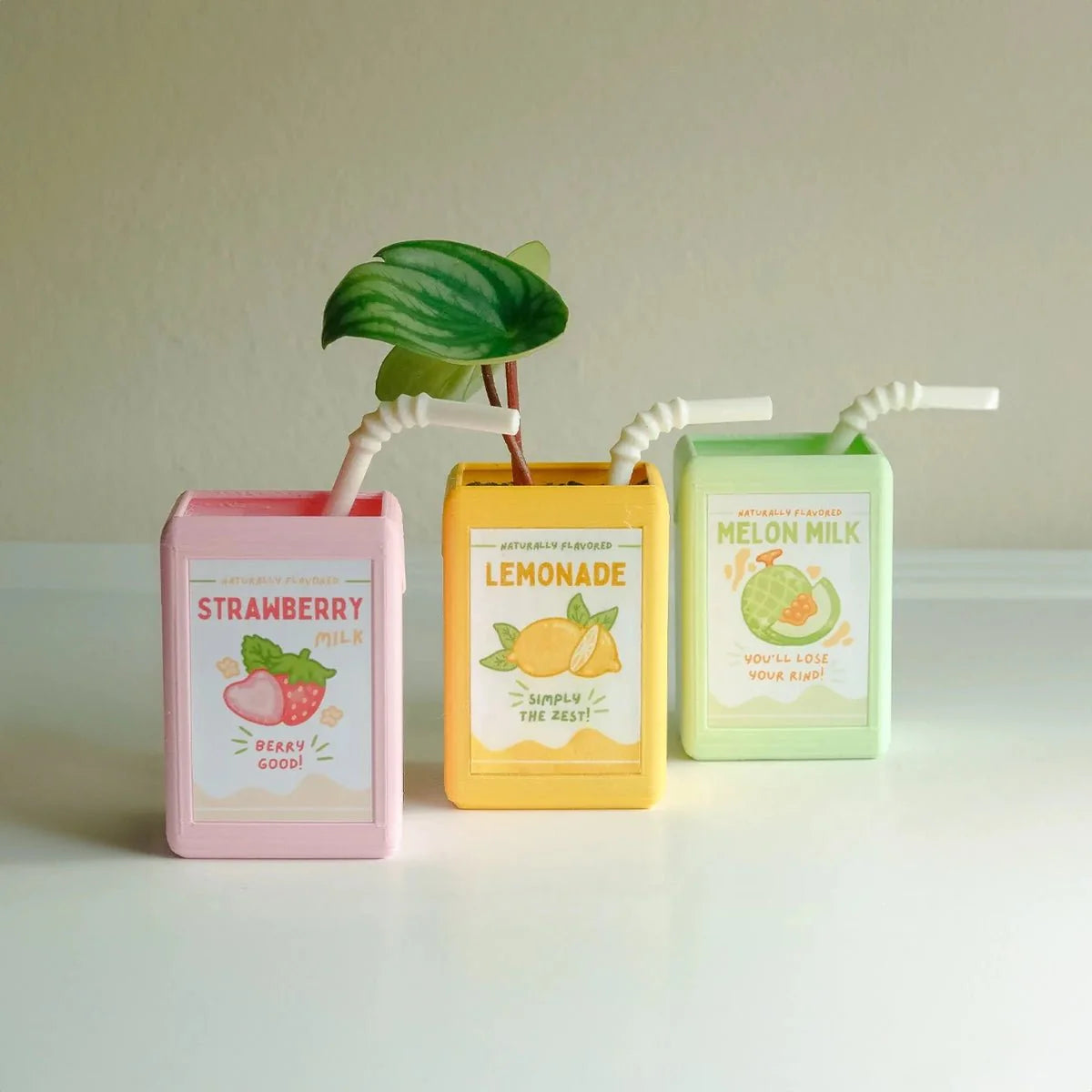 Cartoon Juice Box Shape Plant Pot - Durable Resin Decor