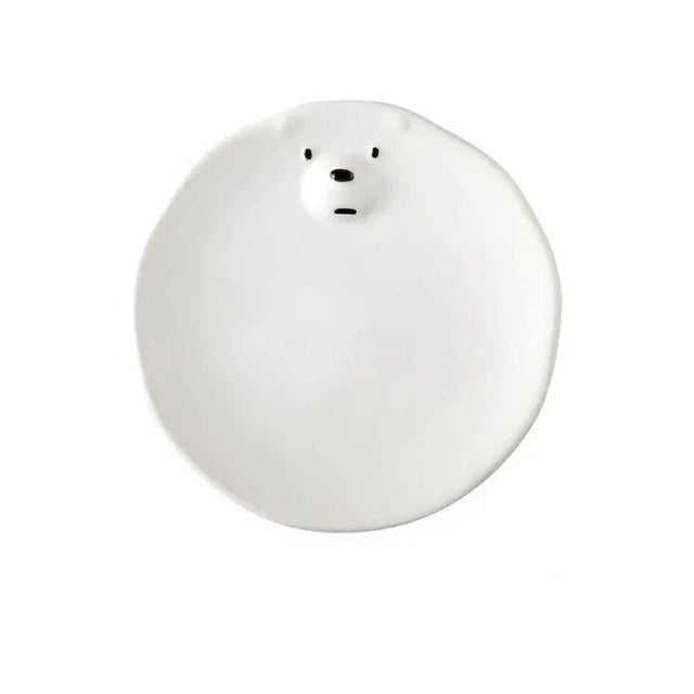 Cartoon Polar Bear Ceramic Plate and Bowl Set Eco-Friendly