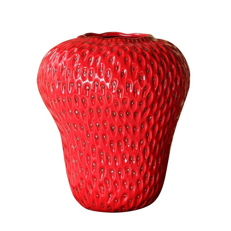 Cartoon Strawberry Ceramic Vase - Fun Modern Home Decor