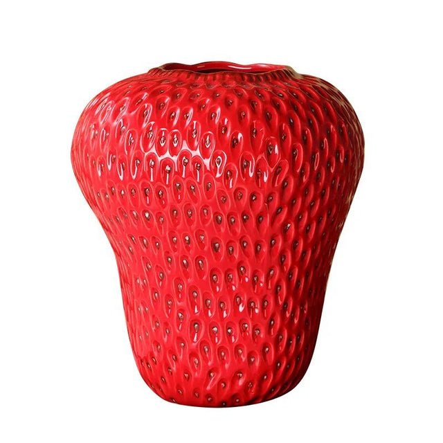 Cartoon Strawberry Ceramic Vase - Fun Modern Home Decor