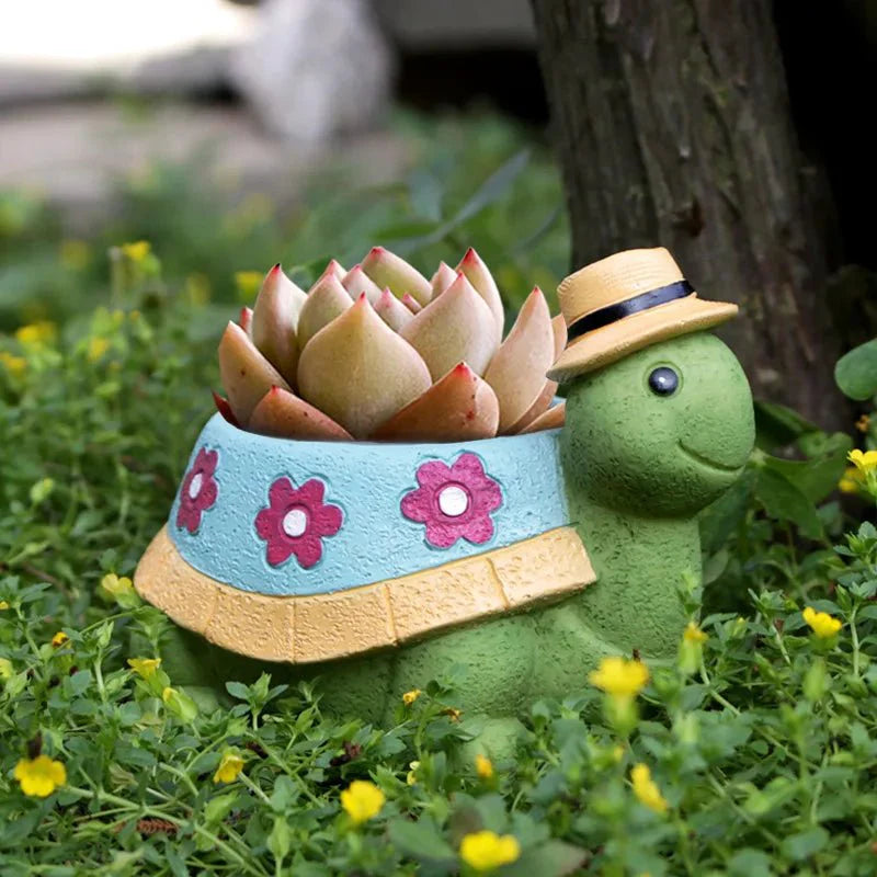 Cartoon Turtle Succulent Flower Pot - Cute Resin Planter