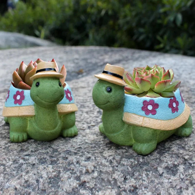 Cartoon Turtle Succulent Flower Pot - Cute Resin Planter