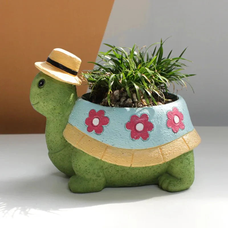 Cartoon Turtle Succulent Flower Pot - Cute Resin Planter