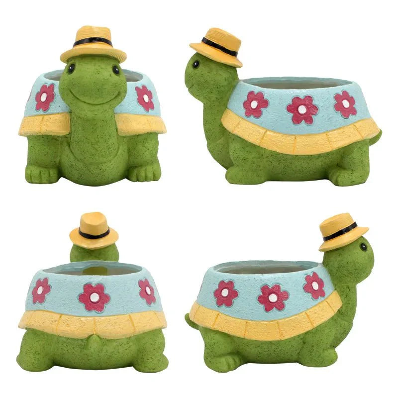 Cartoon Turtle Succulent Flower Pot - Cute Resin Planter