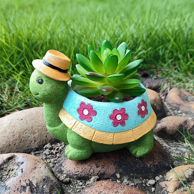 Cartoon Turtle Succulent Flower Pot - Cute Resin Planter