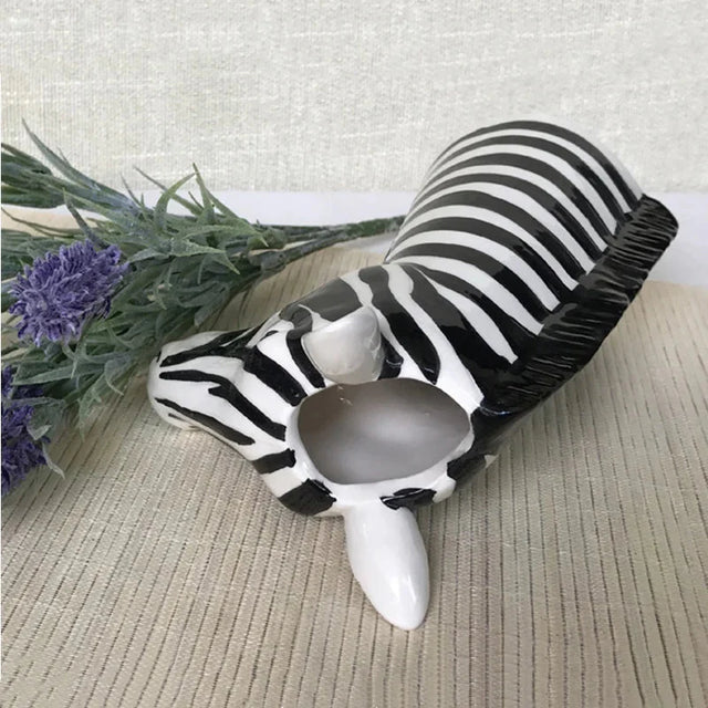 Ceramic Black and White Zebra Vase for Modern Decor