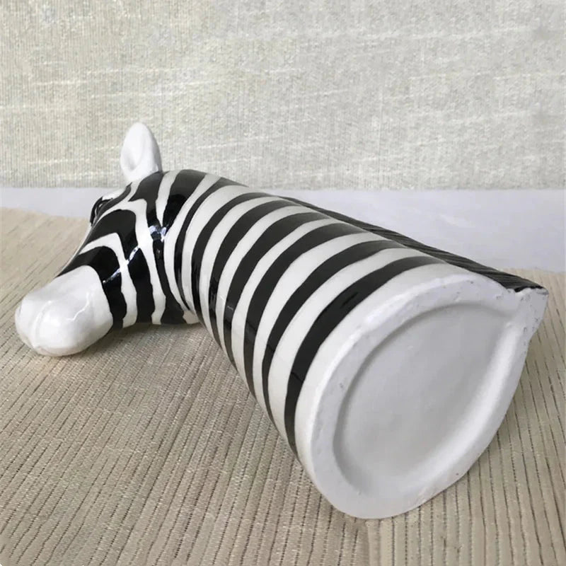 Ceramic Black and White Zebra Vase for Modern Decor