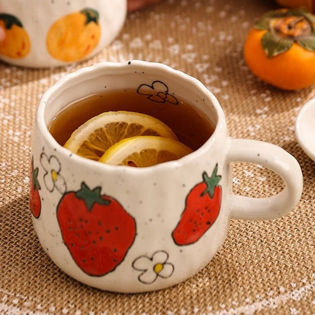 Ceramic Coffee Mug with Playful Fruit Design
