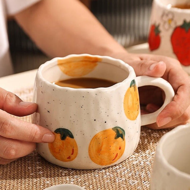 Ceramic Coffee Mug with Playful Fruit Design