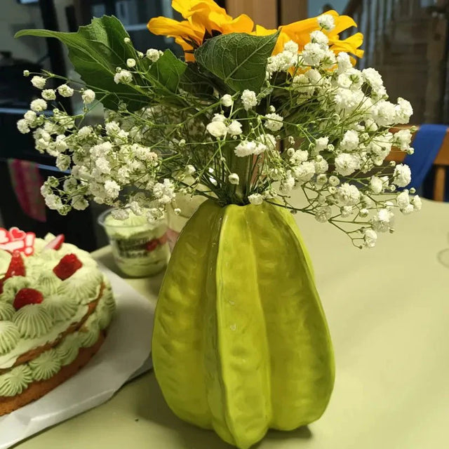 Ceramic Star Fruit Flower Vase Unique Decorative Pot